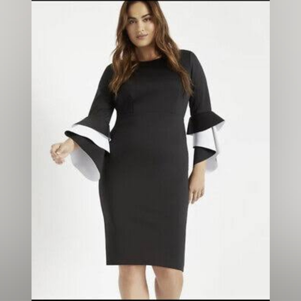 Eloquii Ruffle Flare Sleeve Scuba Dress. NWT.